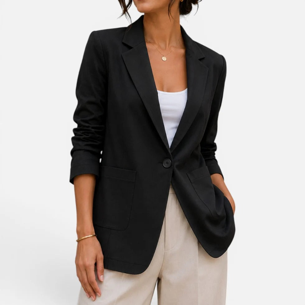 Women Blazer Single Button Lapel