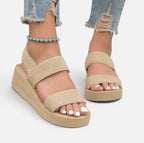 Women Platform Sandals Elastic Straps