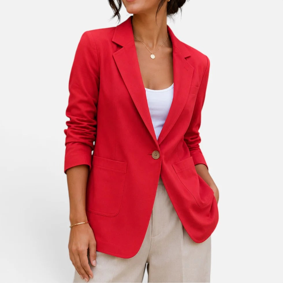 Women Blazer Single Button Lapel