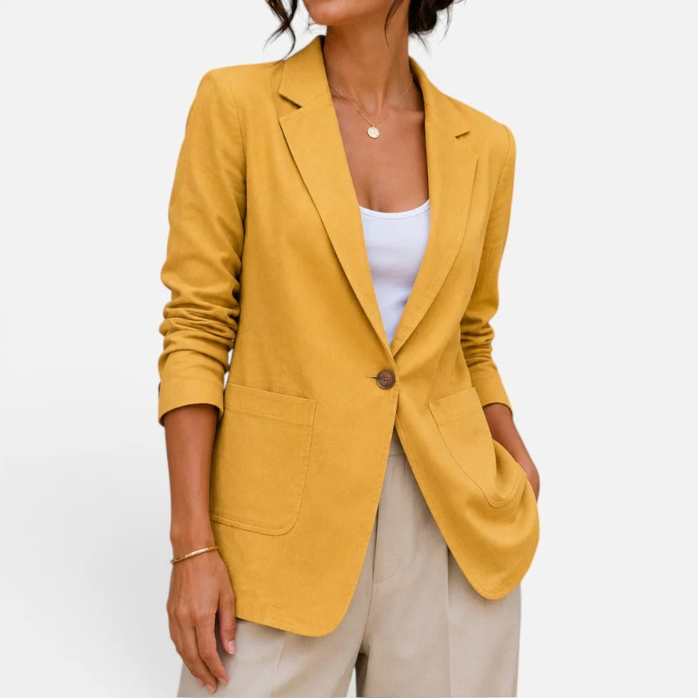Women Blazer Single Button Lapel
