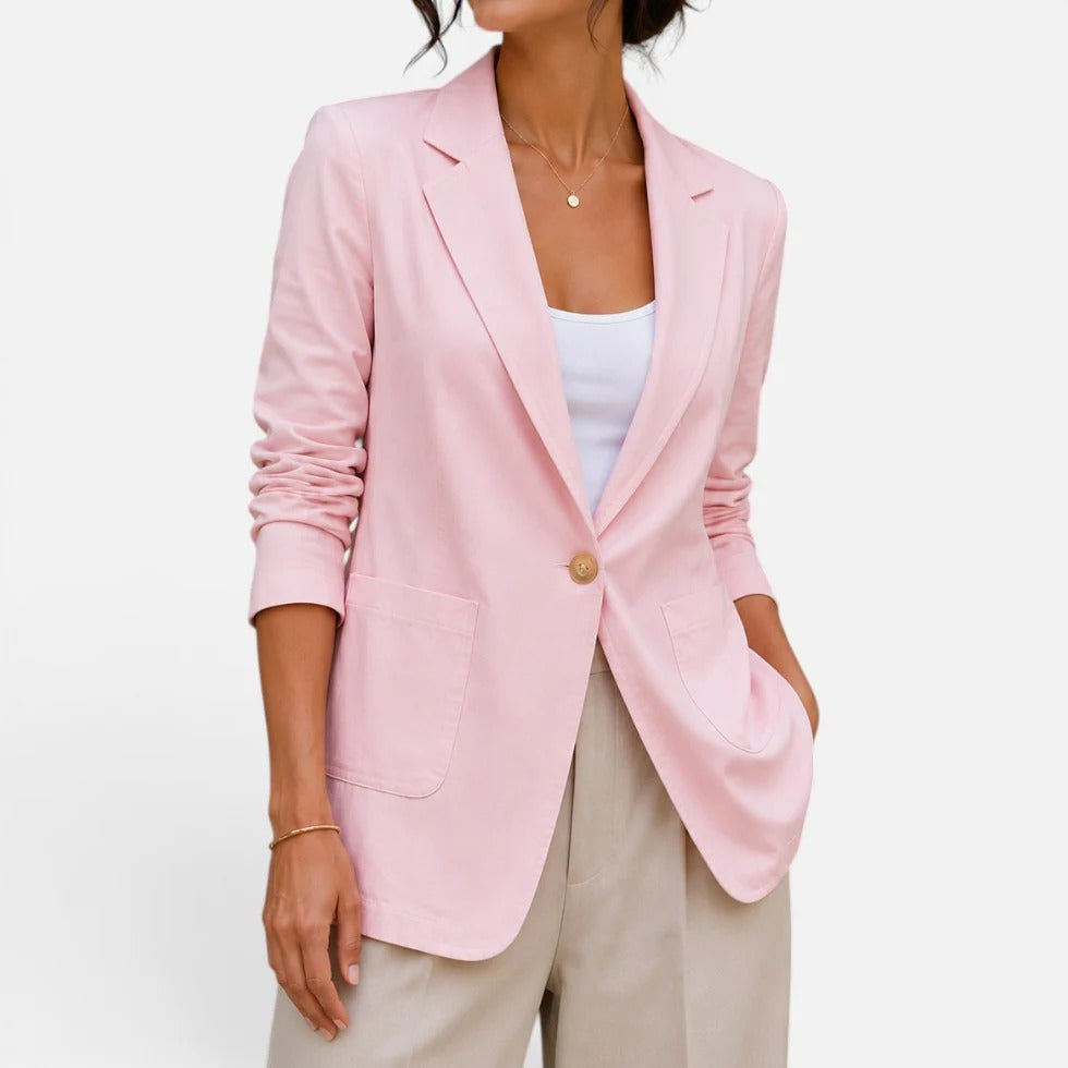 Women Blazer Single Button Lapel