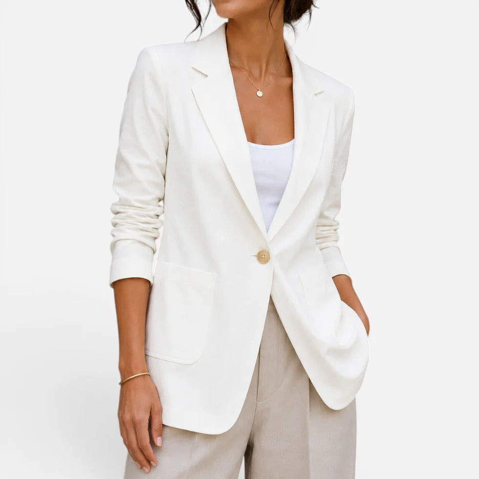 Women Blazer Single Button Lapel