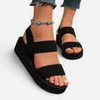 Women Platform Sandals Elastic Straps