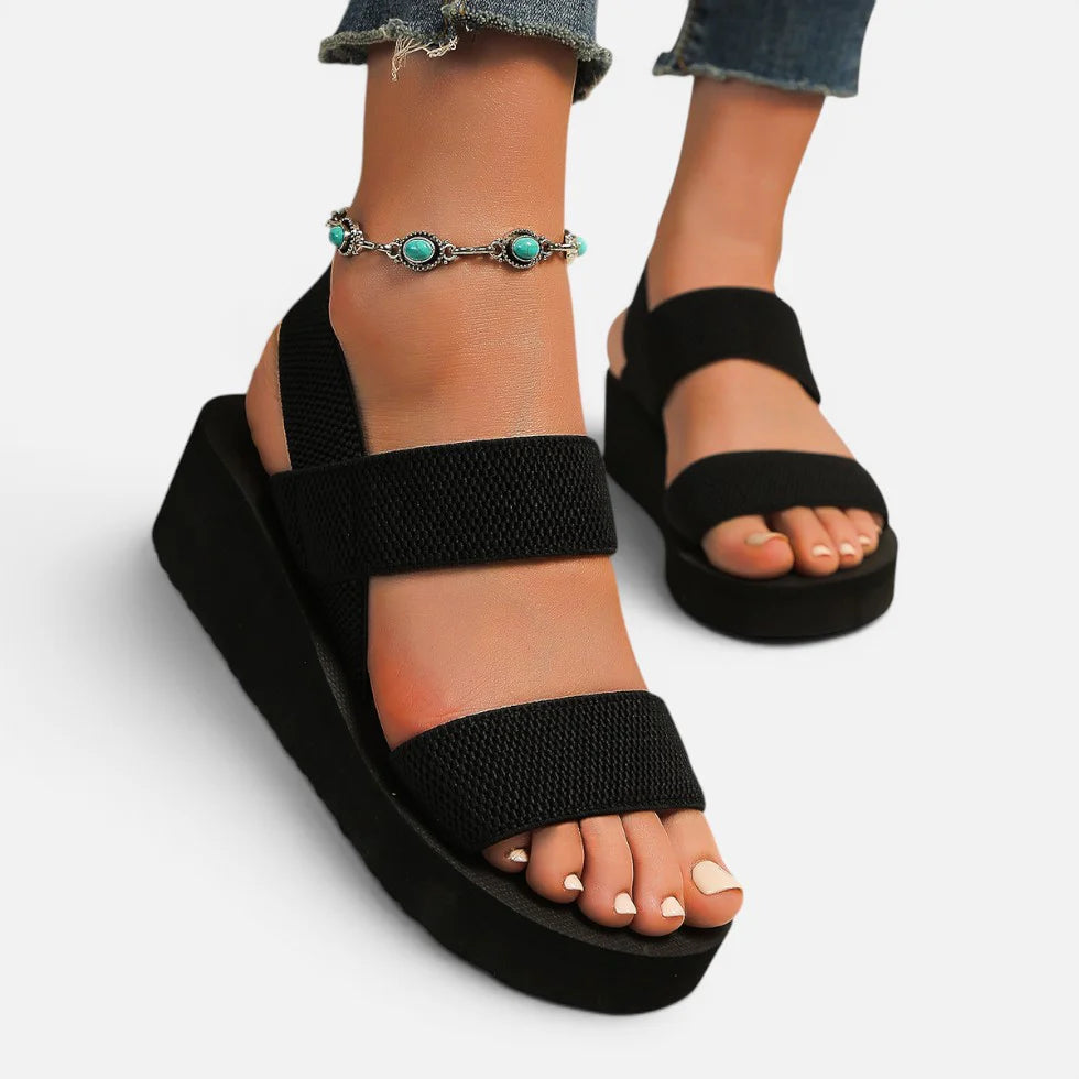 Women Platform Sandals Elastic Straps
