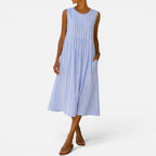Women Sleeveless Midi Dress Round Neck