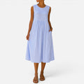 Women Sleeveless Midi Dress Round Neck