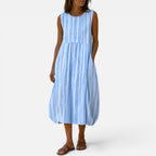 Women Sleeveless Midi Dress Round Neck