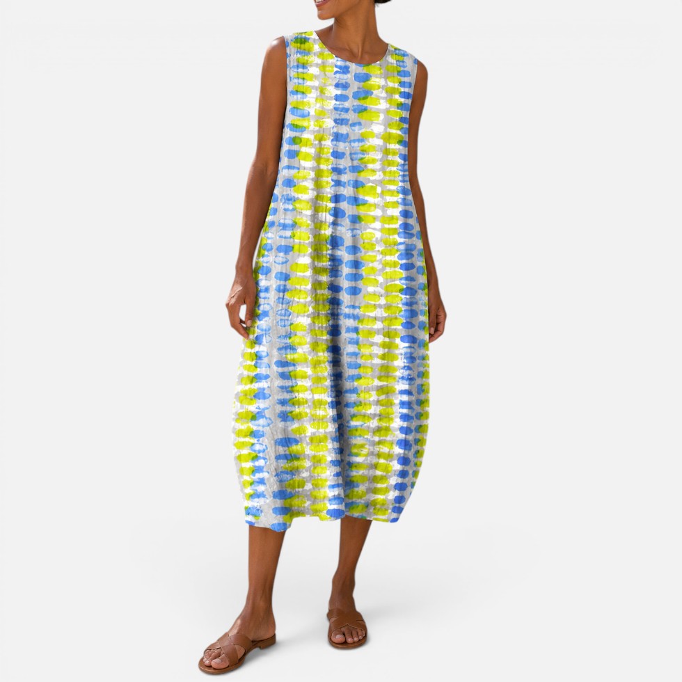 Women Sleeveless Midi Dress Round Neck