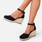 Women Wedge Espadrille Sandals Ankle Strap