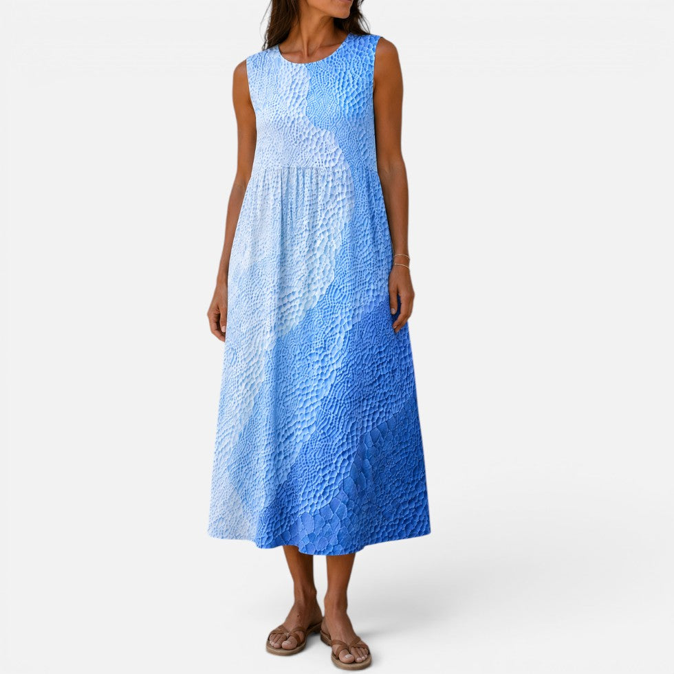 Women Sleeveless Midi Dress Round Neck