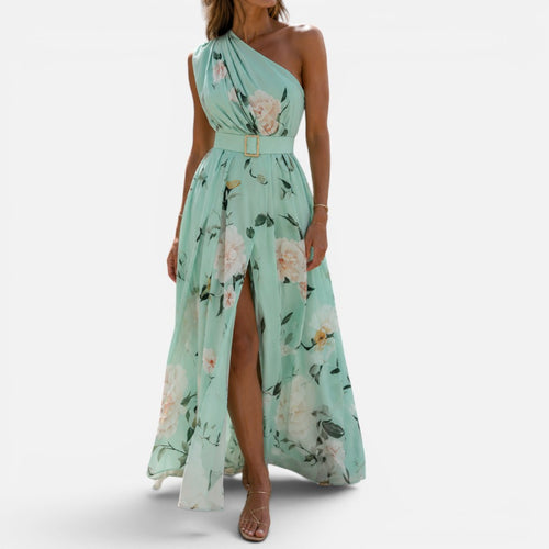 Women Floral Maxi Dress One Shoulder