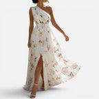 Women Floral Maxi Dress One Shoulder